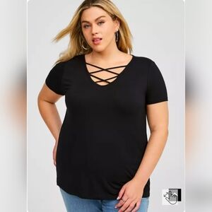 Torrid Super Soft V-Neck Strappy Tee